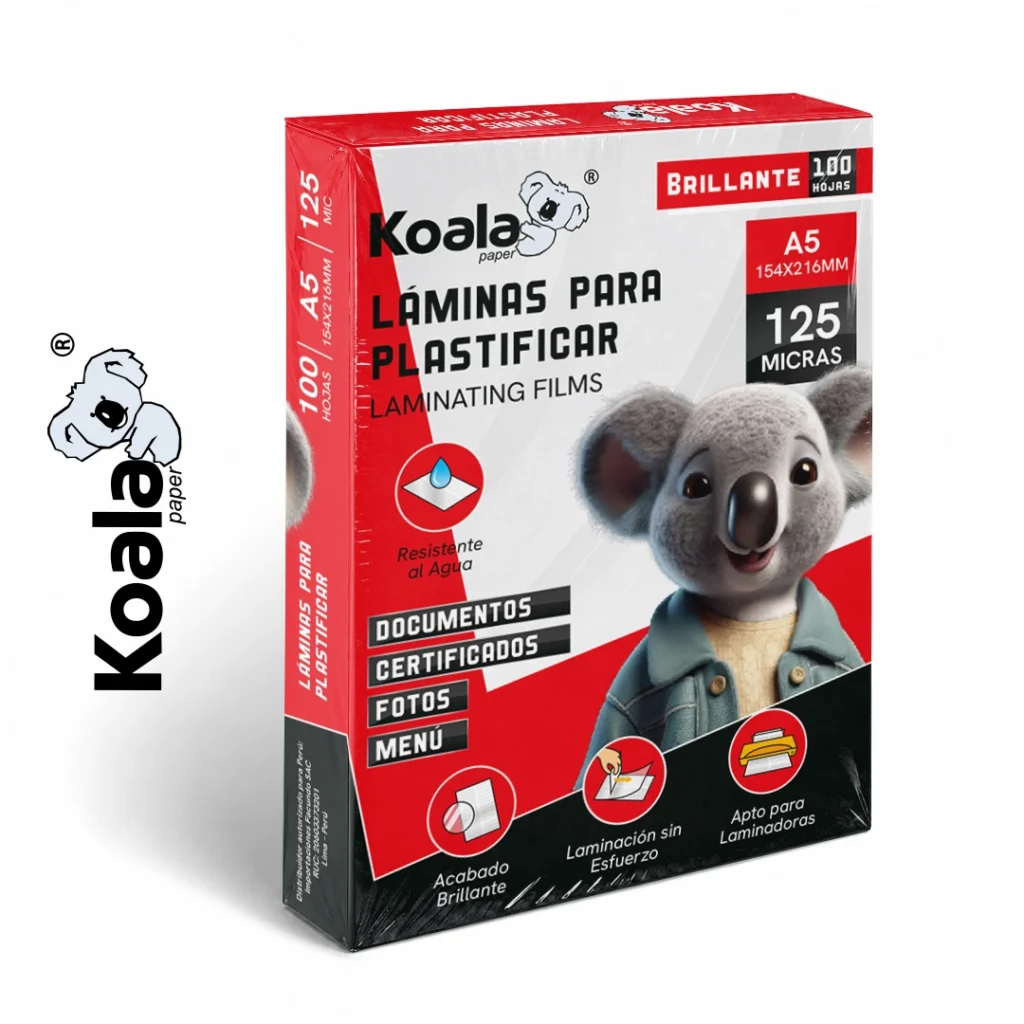 Lamina para Plastificar A5 125 micras (por 100 hojas) KOALA
