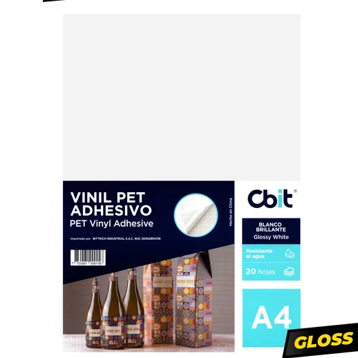 Vinil Adhesivo A4 Blanco Brillante (por 20 hojas) CBIT