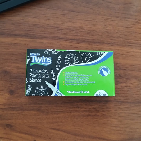 Marcador Permanente Blanco 1mm ( 12 unidades )