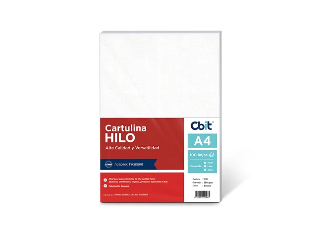 Cartulina Hilo 180gr A4 (por 100 hojas) CBIT