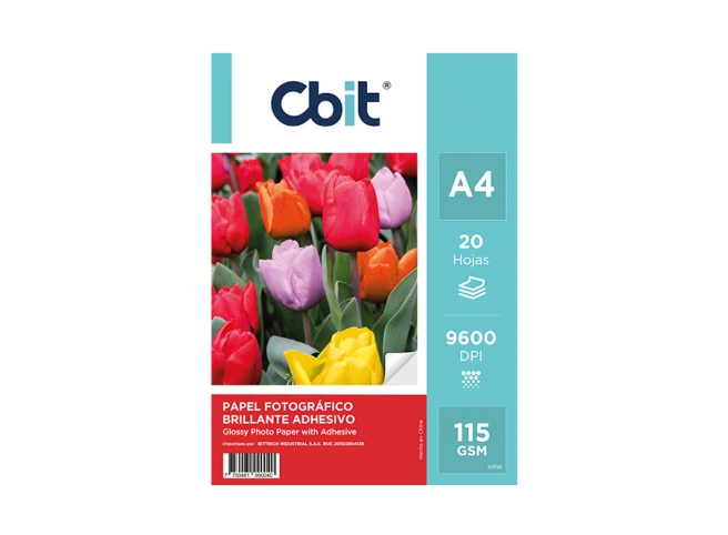 Papel Fotográfico Brillante Adhesivo A4 115 gsm CBIT