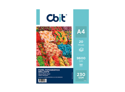 Papel Fotográfico Brillante A4 230 gsm CBIT