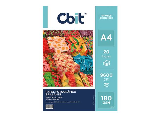Papel Fotográfico Brillante A4 180 gsm CBIT ECOPACK