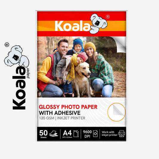 Papel Fotográfico Brillante ADHESIVO 135 gsm A4 KOALA
