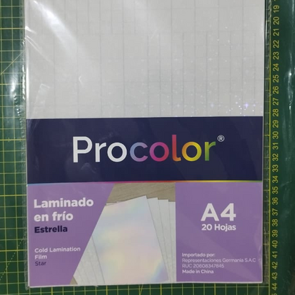 Laminado en Frío A4 (por 20 hojas) PROCOLOR