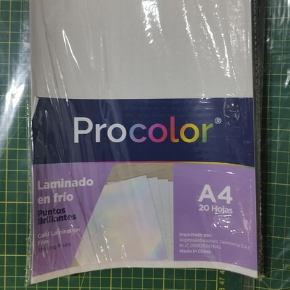 Laminado en Frío A4 (por 20 hojas) PROCOLOR