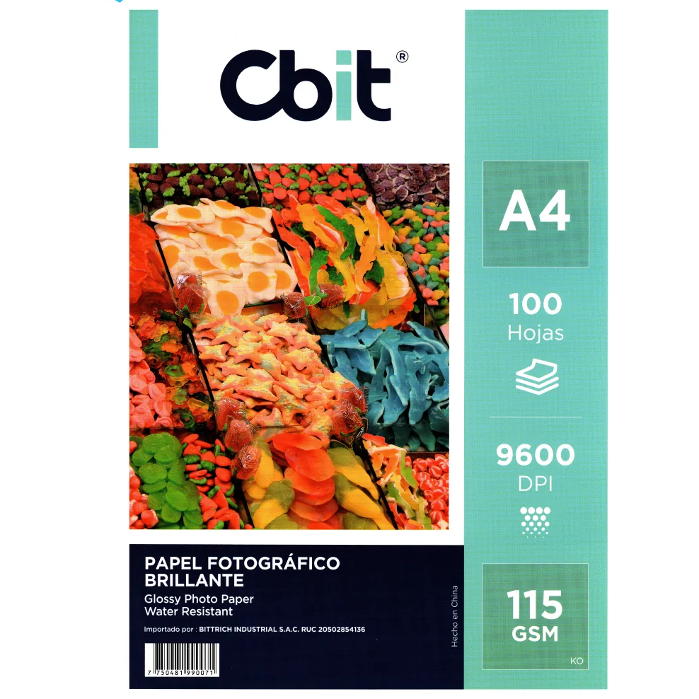 Papel Fotográfico Brillante 115 gsm A4 CBIT