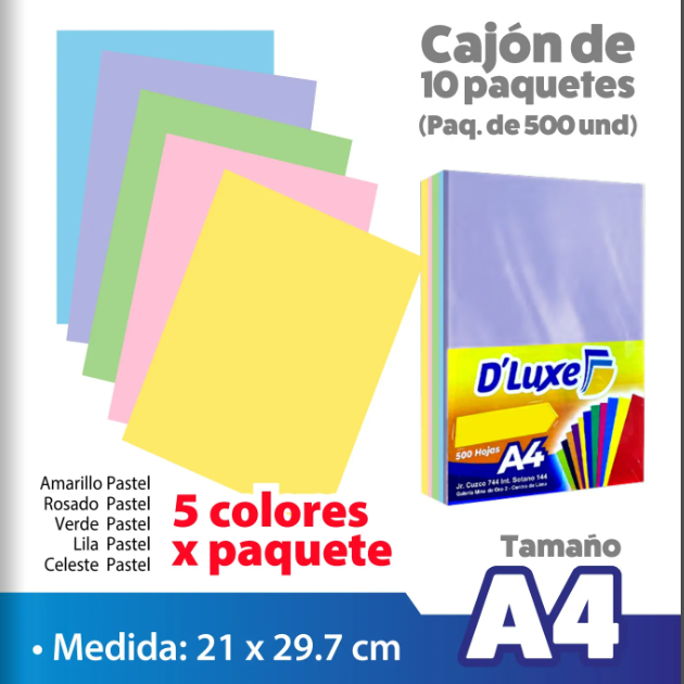Bond Colores A4 500 hojas