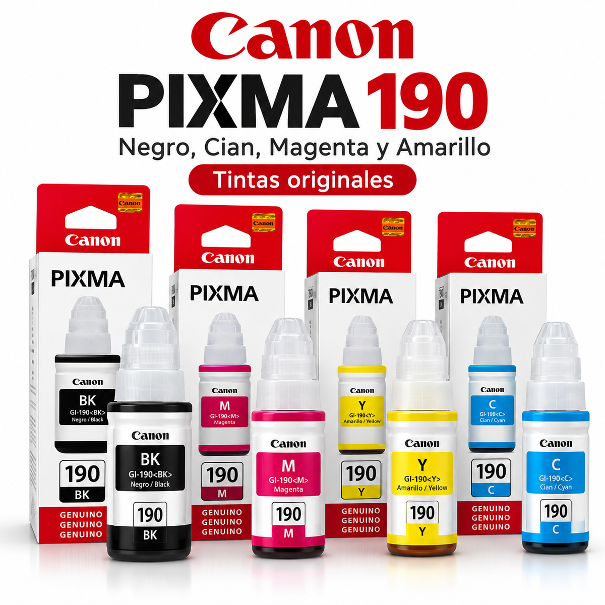 Pack de 4 Tintas para Impresora – Negro, Cian, Magenta y Amarillo