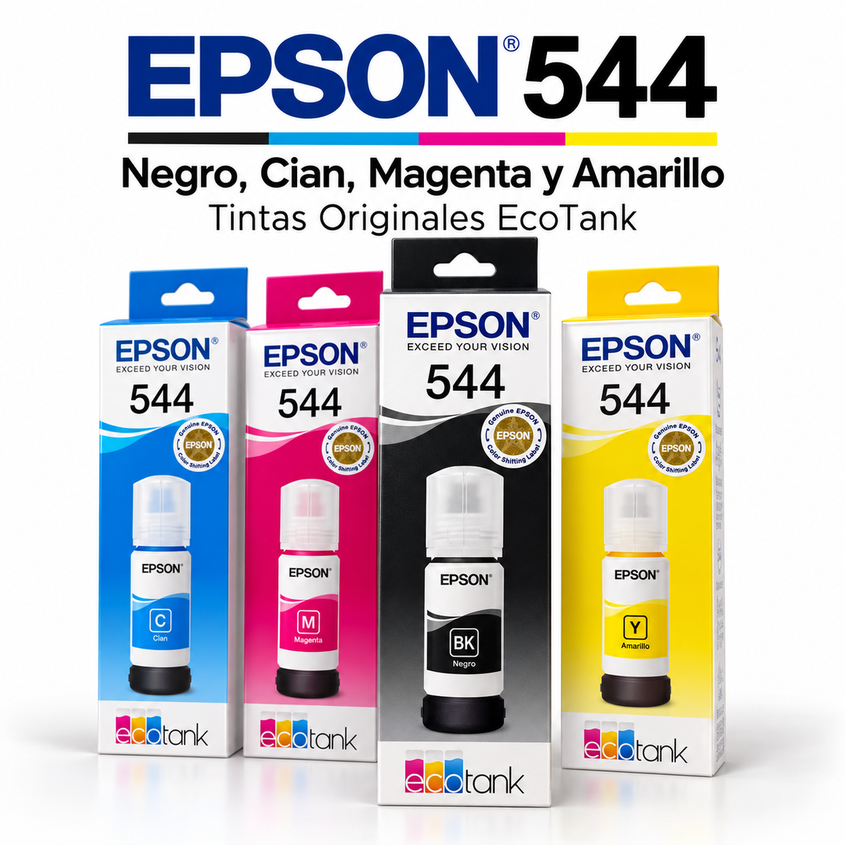Pack de 4 Tintas para Impresora – Negro, Cian, Magenta y Amarillo